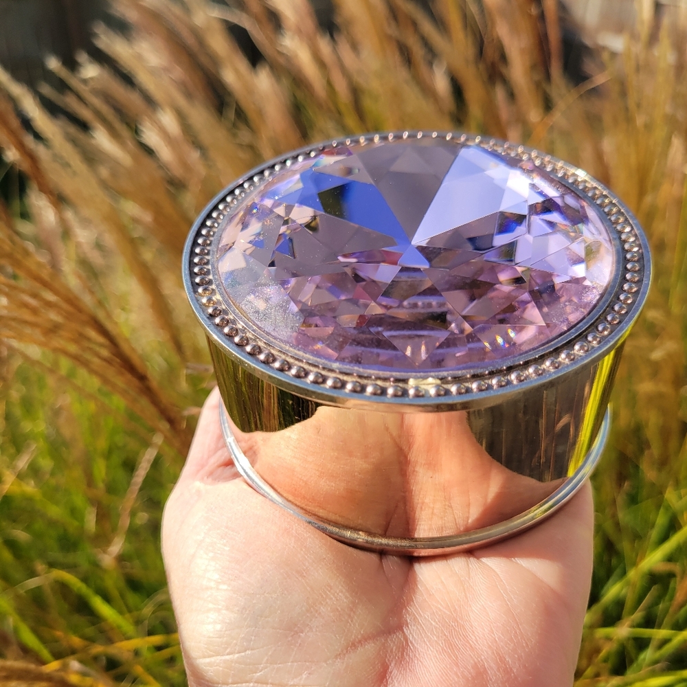 Pink Rhinestone Lidded Silver Safekeeper Jewelry Box  Pretty ~ GUC  Lori Greiner - Picture 8 of 16